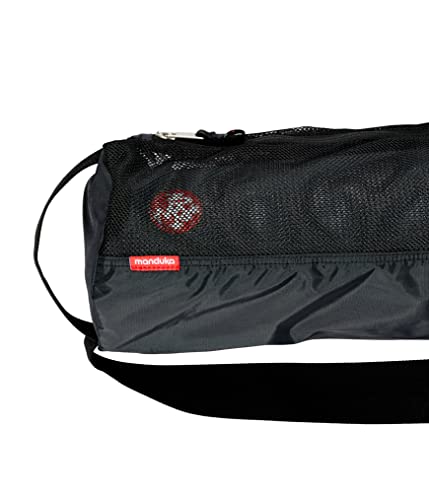 Manduka Breathe Easy Full Zip Yoga Mat Carrier Bag – With Pocket, Adjustable Strap, Suitable for Most Yoga Mats - color: Black