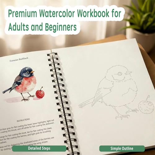 SLWBZ Watercolor Workbooks Coloring Book, Beginner Friendly Painting Kit, Easy Exquisite with Steps, Creative Exploration Watercolor Book with Paint Set for Adults Teens (Pink Flamingo, with Paint) - color: Pink Flamingo, size: With paint