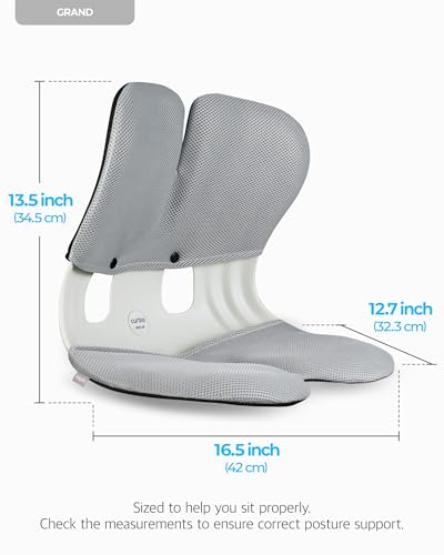 curble Grand Cover Set – Ergonomic Back Support, Washable & Detachable Cushion Cover Grand (Grey) - color: Set Grey