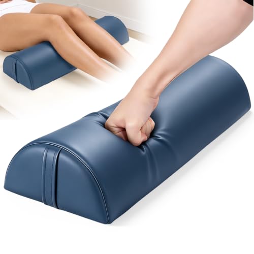 Upgraded Large Bolster for Massage Table, 24 x 8 x 4 in Massage Bolsters | PU Leather Half Round Bolster for Under Legs, Neck, Ankles Pain Relief, Under Knee Pillow, Half Bolster Pillow for Spa / Home - color: Large Blue - 24x8x4 in - Pu Leather