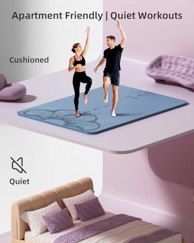 Large Yoga Mat (75.5"x47.6"x0.4"๏ผExtra Wide & Thick 10mm - color: Blue-gray