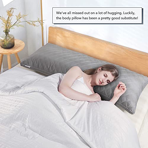 Leeden Body Pillow Insert 20 x 54 for Side Sleepers Grey Support | Soft polyester padding delivers full-body support for side sleepers, maternity rest, reading and daily relaxation. - color: Grey