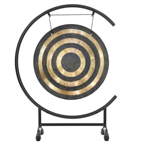 16" Chinese Gongs on High C Stand - Includes Gong, Mallet & Gong Stand/Easy to Assemble Metal Stand/Great for Small Spaces - size: 16" Solar Flare Gong