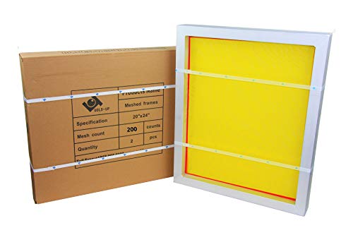 20 x 24 Inch Pre-Stretched Aluminum Silk Screen Printing Frames with 200 Yellow Mesh (2 Pack Screens)