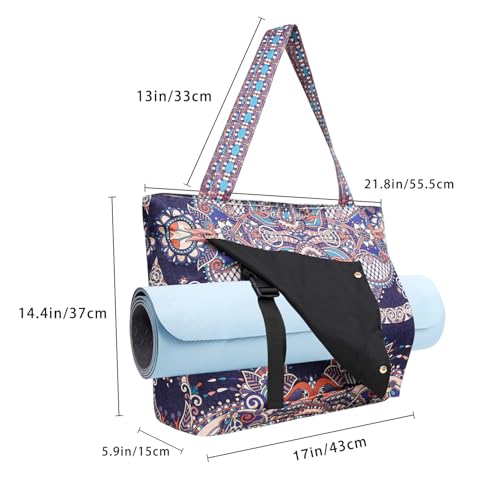 Yoga Mat Bag Yoga Bags and Carriers Fits All Your Stuff Yoga Tote Bag with Zipper Pocket Yoga Mat Carrier Pilates Bag Take in Out Mat Easily - color: Ancient Totem