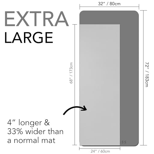 Large Workout Mat - 10mm Extra Thick Exercise Mat & Wide Yoga Mat, 72"x32" - color: Grey