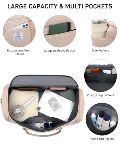 WINDARS Travel Duffle Bag, Weekender Bags for Women with Shoe Compartment, Overnight Bag with Toiletry Bag, Carry On Duffel Bags For Airplanes, Yoga Gym Duffel Bag, Antiquewhite - color: Antiquewhite