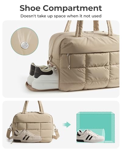 BAGSMART Gym Bag for Women, Carry on Travel Duffel Bag, Water-resistant Weekender with Shoe Compartment for Gym Travel Work, Chocolate, Medium - color: Chocolate, size: Medium