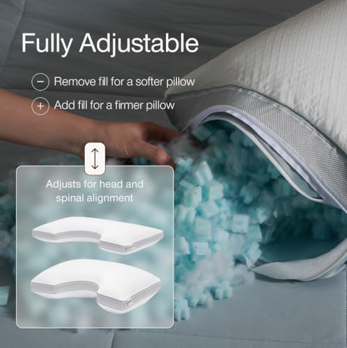 Coop Home Goods Cool+ Cut-Out Adjustable Pillow Queen with Cooling Gel & Shoulder Cut-Out for Head Support, Side Sleeper Pillow, Neck Support for Sleeping, CertiPUR-US/GREENGUARD Gold - color: Cut-out, size: Queen
