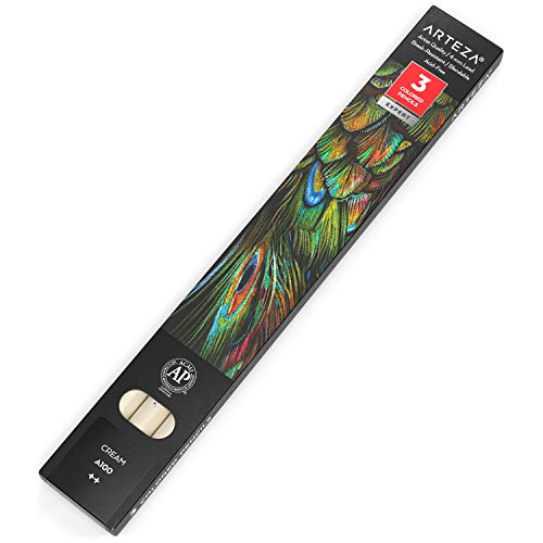 Arteza Colored Pencils, Pack of 3, A100 Cream, Soft Wax-Based Cores, Ideal for Drawing, Sketching, Shading & Coloring - color: A100 Cream