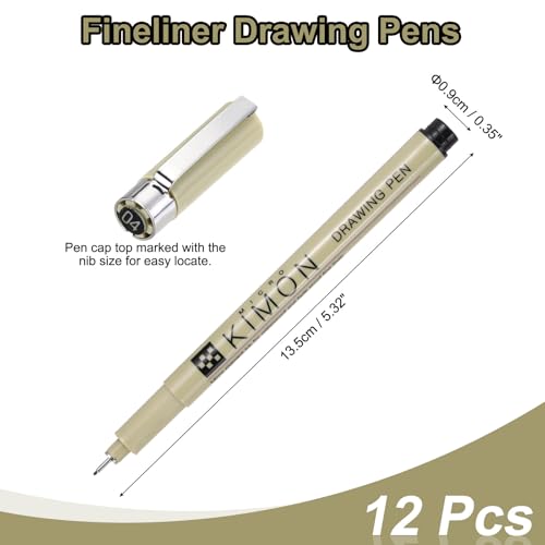 PATIKIL Fineliner Pens, 0.4mm Fine Points Drawing Pen Waterproof Inking Markers Liner Artist Watercolor Supplies Drawing Kit for Adult Sketching Journaling, Pack of 12 - style: 0.4mm Fine Points