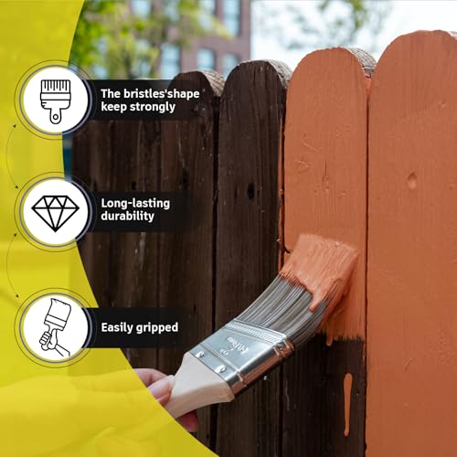 Mister Rui Paint Brush, 2.5 Inch Angled Synthetic Paint Brush for Walls | Sash Brush for Trim, Cabinets, Door, Ergonomic Long Handle, Smooth Finish for Oil & Latex Paint - size: 1PCS, 2.5" Angled