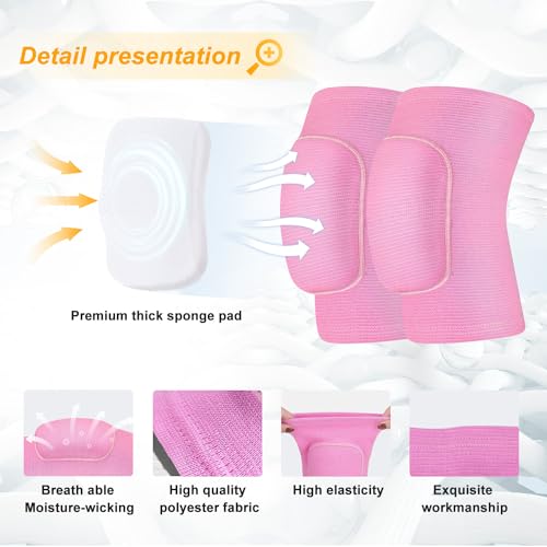 Volleyball Knee Pads for Dancers, Soft Breathable Knee Pads for Men Women Kids Knees Protective, Knee Brace for Volleyball Football Dance Yoga Tennis Running Cycling Workout Climbing - color: Pink, size: Small