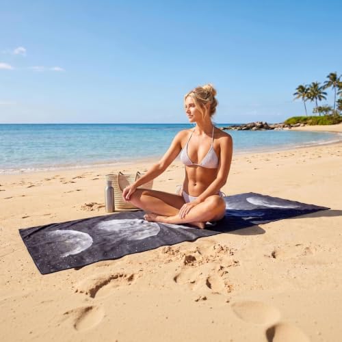 QiyI Hot Yoga Towel with Grip Dots, Non Slip, 70"x26", Moon Cycle - color: Moon Cycle, size: 70"x26"