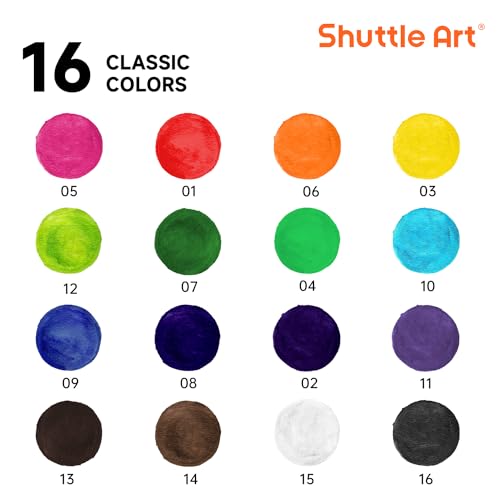 Shuttle Art 16 Colors Watercolor Paint Set Bulk, Pack of 24, Watercolor Paint Set with Paint Brushes for Kids and Adults, Washable Paint for Classroom, Parties, Kindergarten and Art Activities