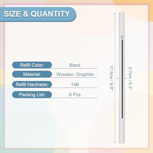 PATIKIL 14B Graphite Pencils for Drawing, 6Pcs Sketching Pencils Wood Art Supplies Set Hexagonal Pen Break-Resistant Lead for Painting Sketching Artist Design - style: 14B