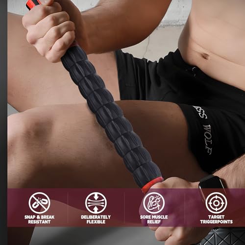 Massage Roller Stick,Muscle Roller Stick for Athletes, Liposuction Massage Roller for Lymphatic Drainage, for Relief Muscle Soreness, Trigger Points, Help Runner Legs, Back Recovery (Red & Black) - color: Red & Black