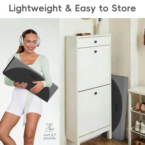 WeiLa Foldable Yoga Mat,10mm Extra Thick,Extra Long (75"x26") for Women&Men - color: Black & Grey