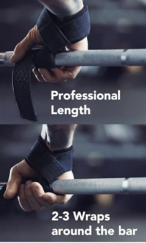 Fitgriff® Lifting Wrist Straps for Weightlifting, Gym, Deadlift, Workout (Made of Premium Cotton & Padded) - Men & Women - color: Navy Blue (Grip), size: Standard (above 6.3' Wrist)