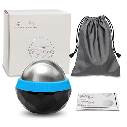 Coolrunner Cold Massage Roller Ball, Cryosphere Cold Massage Ball- Heat Therapy & Cold Therapy Relief with Cold Gel Core- Helps with Muscles Recovery and Inflammation for Shoulders, Neck (Black Blue) | Heat Therapy & Cold Therapy Relief, Helps with Muscle