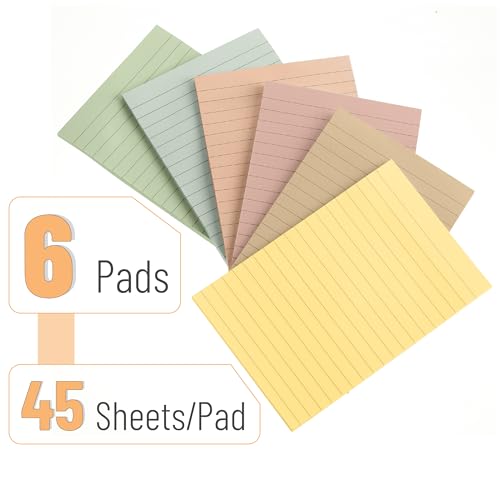 Mr. Pen- Lined Sticky Notes, 4" x 6", 6 Pads, 45 Sheets/Pad | Sticky Notes with Lines, Ruled Post Stickies, Memo Pads, Self-Stick Note Pad for Office, School, Home, Study - color: Vintage, size: 4 x 6 inches, 6 Pads