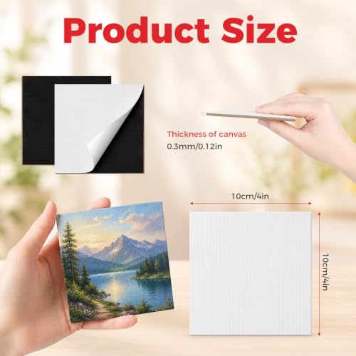 CONDA 15 Pack 4x4IN Mini Magnetic Canvas Panels, Small Canvases for Painting for Oil, Acrylic, Pouring Watercolor & Art Crafts DIY - size: 4*4 inch 15pack