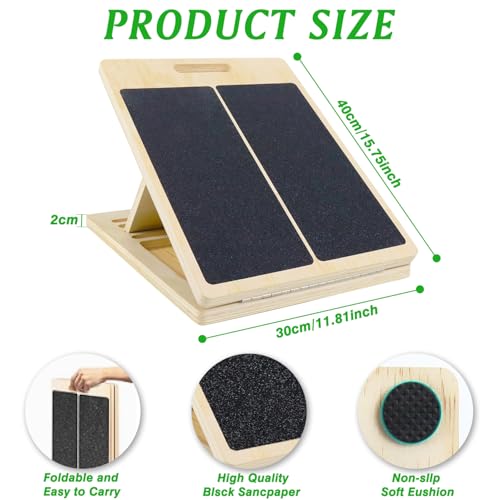Slant Board for Calf Stretching, Adjustable Portable Wooden Calf Stretcher Incline Board, Balance Beam