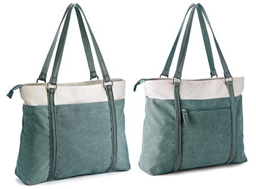 Laptop Tote Bag for Women, 15.6 Inch Work Bag with Laptop Compartment and Zipper, Canvas Computer Tote for Teacher - color: 다크그레이