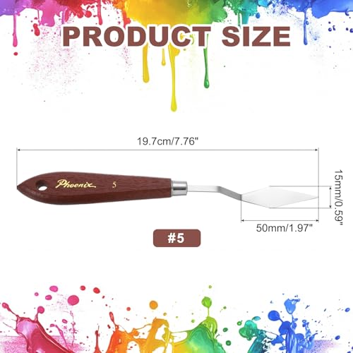 MECCANIXITY Pack of 1 Palette Knife No.5, 7.8" Long Palette Knives with Stainless Steel Flexible Spatula Pallet Knife and Wood Handle for Scraping, Mixing, Oil Acrylic Painting Canvas - style: No.5