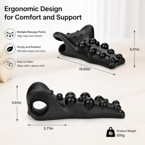 Neck and Shoulder Relaxer,18-Node Cervical Traction Pillow with Earplugs | Trigger Point Neck Stretcher for Tension Headache,High-Density Foam with Eye Masks,for Home Office Use