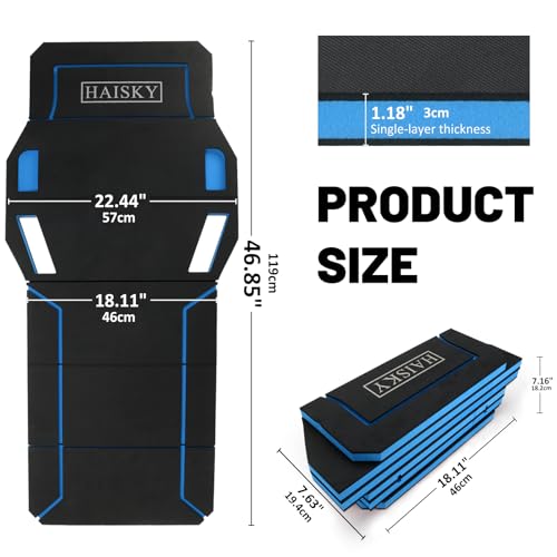Foldable Mechanic Kneeling Pad,22.44" Wide EVA Foam Mat,1 Pack,Blue | 1.2" Thick High Density Cushioning Foam Kneeling Mat with Tool Slots for Working under Car, Gardening,Auto-Repair,Yardwork - color: Blue & Black
