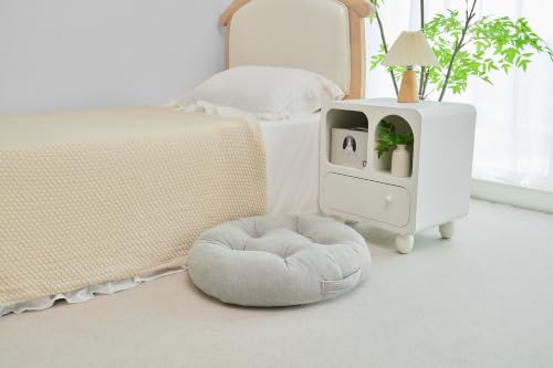 Floor Pillow Cushion with Handle for Adults Women Men - color: Light Gray, Round
