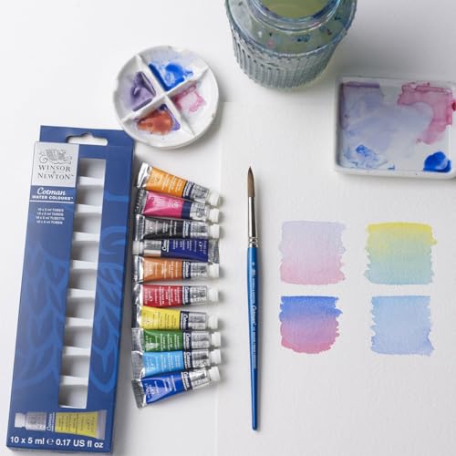 Winsor & Newton Cotman Watercolor Paint Set, 10 Colors, 5ml (0.17-oz) Tubes | Introductory Watercolor made with Fine Art Pigments, Perfect for Beginners, Lightfast & Permanent, Good Tinting Strength - style: 10 Tube Set 5ml