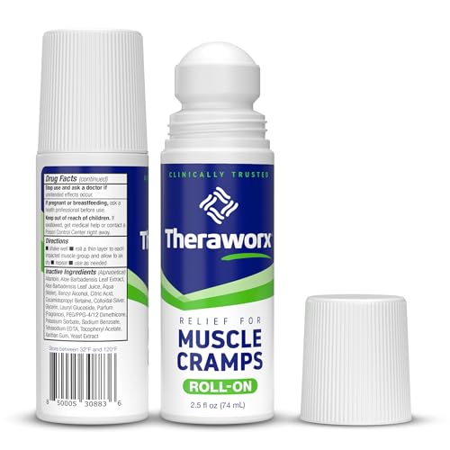 Theraworx Relief for Muscle Cramps Roll-On Fast-Acting Muscle Spasm, Leg Soreness with Magnesium Sulfate - 2.5 oz - 2 Count (Pack of 2) - size: 2.5 Fl Oz (Pack of 4)