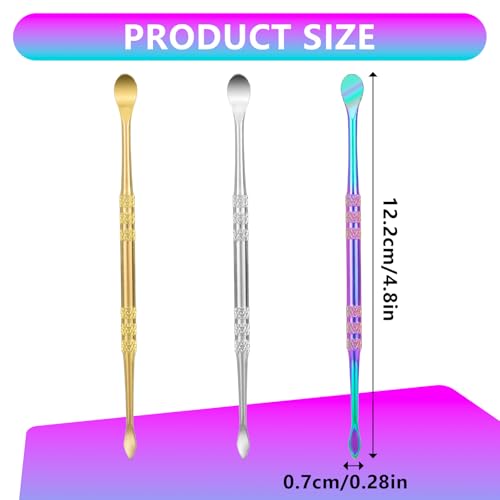 3Pcs Wax Carving Tools Stainless Steel, Double-Ended Sculpting Spoon Tools, 4.8'' Wax Rig Tool Set, Carving Wax Tool Kit for Clay Pottery Detailing Modeling (Rainbow Silver Gold)