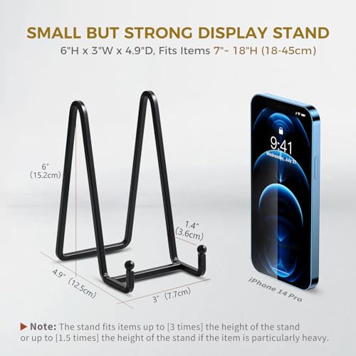 Plate Holder Easel Display Stand - 6 inch Metal Plate Stands for Display - Tabletop Picture Stand - Black Iron Easels for Display Pictures | Photo Frames | Book | Decorative Plates | Plaque - 4 Pack - size: 6 inch (4 pack)