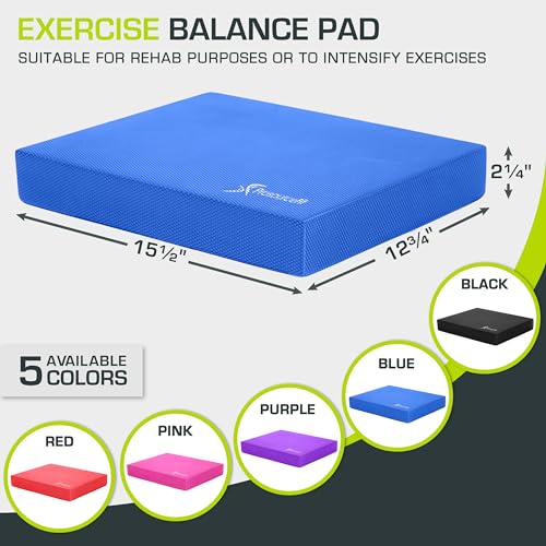 ProsourceFit Exercise Balance Pad, Non-Slip Cushioned Foam Mat & Knee Pad for Fitness and Stability Training, Yoga, Physical Therapy - color: BLUE, size: 15x12