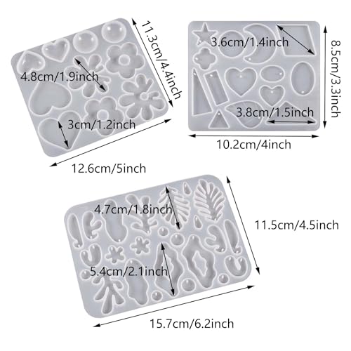 Attuslla 6 PCS Resin Earring Molds Silicone Jewelry Earring Molds Epoxy Resin Molds DIY Craft with Ear Hooks, Jump Rings for DIY Women Earrings, Pendants, Rings, Jewelry Craft Supplies - color: Style B