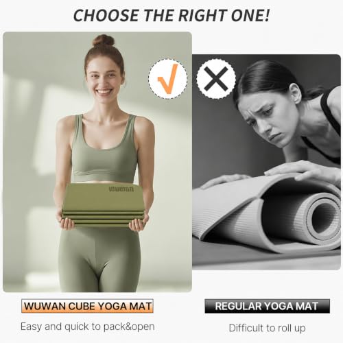 Foldable Yoga Mat 75"x31"x0.24" Portable Exercise Mat - color: Green