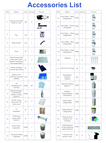 TECHTONGDA 4 Color 4 Station Screen Printing Press Kit with Flash Dryer UV Exposure Unit Drying Cabinet Washout Tank Squeegee Mesh Frame Accessories