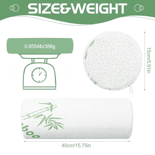 Bucherry 3 Pack Cervical Neck Roll Memory Foam Pillow Cylinder Bolster Pillow for Bed Round Neck Support with Removable Washable Cover for Sleeping Travel Yoga Legs Back Lumbar (15.75 x 5.91 Inches) - size: 15.75 x 5.91 Inches