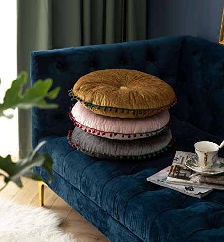 Round Throw Pillow Thickened Seat Cushion Sofa Cushion Meditation Pillow Living Room Window Balcony Decoration Pillow (15.7in, Ginger) - color: Ginger, size: 15.7in