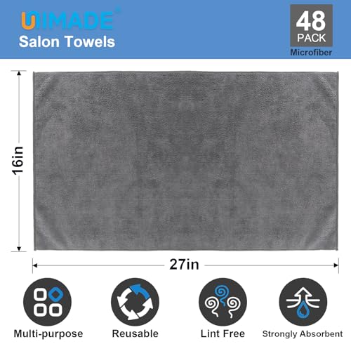UNIMADE 24 Pack Gym Towels Set - Highly Absorbent Microfiber Salon Towels | Quick Drying Premium Hand Cloths for Bathroom, Gym, Shower, Hotel, and Spa - 16x27 inch (Grey) - color: Grey, size: 24 Pack