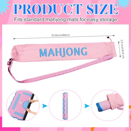 34 Inch Mahjong Mat Bag Storage Holder,Pink,Cute - color: Pink, style: Cute