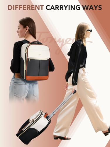 Rolling Backpack for Women, Large Travel Backpack with Wheels | 15.6 Inch Laptop Wheeled Roller Bag Suitcase Carry on Flight Approved for Work Bussiness Weekender (Beige,M Underseat Size) - color: Beige, size: M (Underseat)