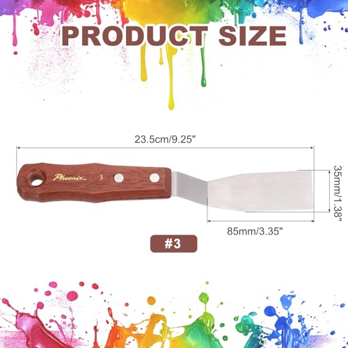 MECCANIXITY Pack of 1 Large Palette Knife No.3, 9.3" Long Palette Knives with Stainless Steel Flexible Spatula Pallet Knife and Wood Handle for Scraping, Mixing, Oil Acrylic Painting Canvas - style: No.3