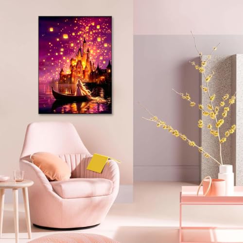 Castle Diamond Art Kits for Adult Cute Diamond Painting Kit for Beginner | Princess 5D DIY Funny Diamond Dots Round Full Drill Crafts for Gem Art Dot Art for Adults Home Wall Decor for Teens 12x16 in - color: Castle