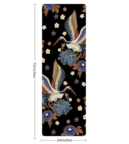 Non Slip Yoga Mat TPE Workout Mat for Men Women, Thick Workout Mat with Carrying Strap, Fitness Mats for Exercise, Yoga, Fitness, Pilates, Floor Workouts (72" x 24" x 6mm) - color: Daisy&Crane