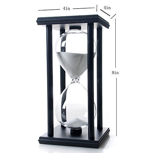 60 Minutes Hourglass, Wood Sand Timer, White | 4 x 4 x 8 inch Sand Clock - color: White, size: 60 min