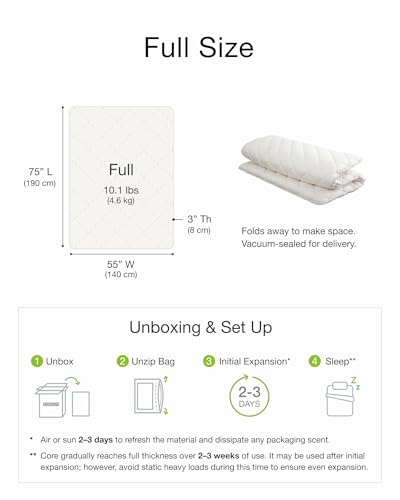 FULI Premium Japanese Futon Bed, Foldable Floor Bed, Foam Core, Full, White | Portable Sleeping Pad Shikibuton, Made in Japan, cotton surface, polyester and polyurethane foam fill, 2.5 in thick - size: Full (75"L x 55"W), style: Premium